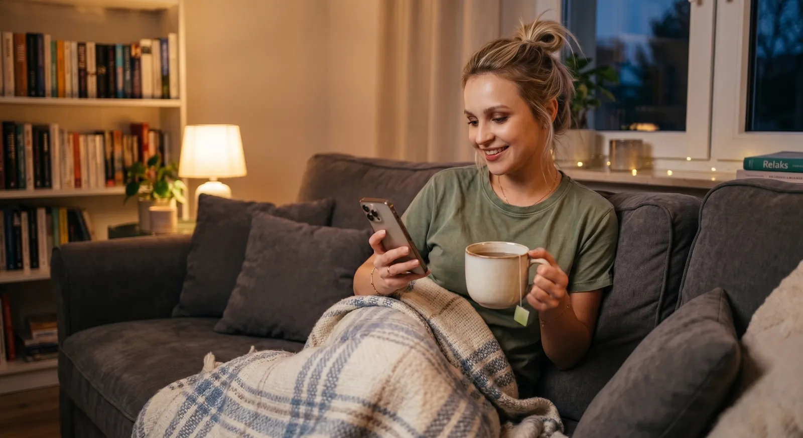 Ola planuje tydzień w domu, z telefonem w ręku